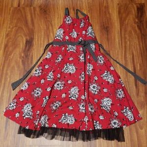 Girls Red  Black  White Dress sz7
